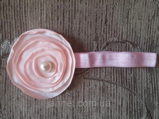 Дитяча персикова пов'язка - окружність 36-50см, розмір квітки 8см Київ - фото 1