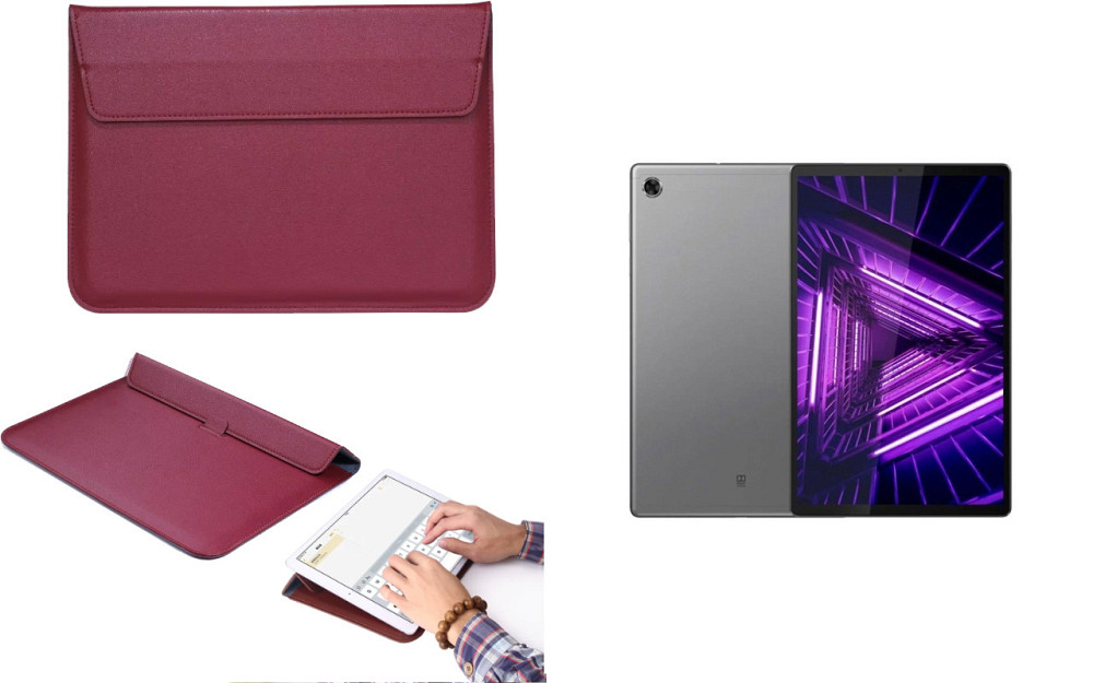 Чохол-конверт VitoCase для Lenovo Tab M10 FHD Plus (2nd Gen), з функцією підставки для планшета Бордовий Київ - фото 1