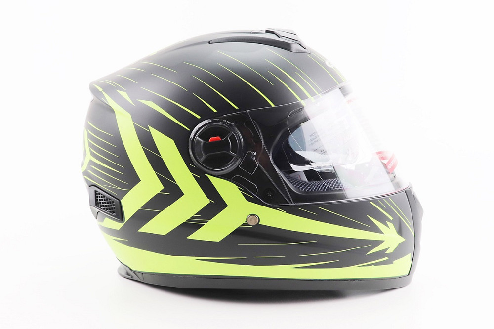 Шолом інтеграл, закритий (сертифікація DOT)+відкидні окуляри BLD-М61 S (55-56см), ЧОРНО-ЖОВТИЙ (флуоресцентний) Київ - фото 3