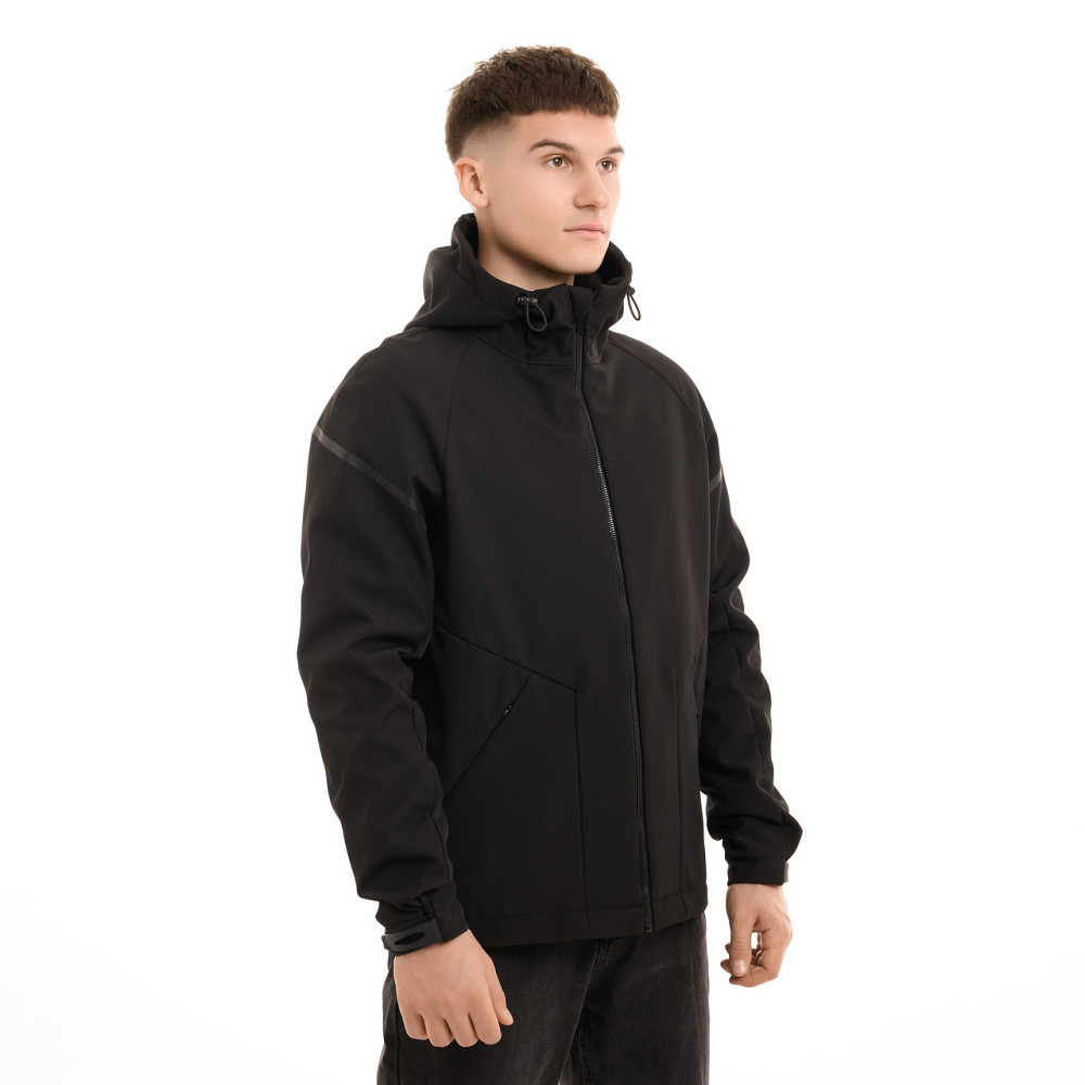Чоловіча куртка весна осінь демісезонна з капюшоном softshell чорна Pobedov Vector 2XL Одеса - фото 2