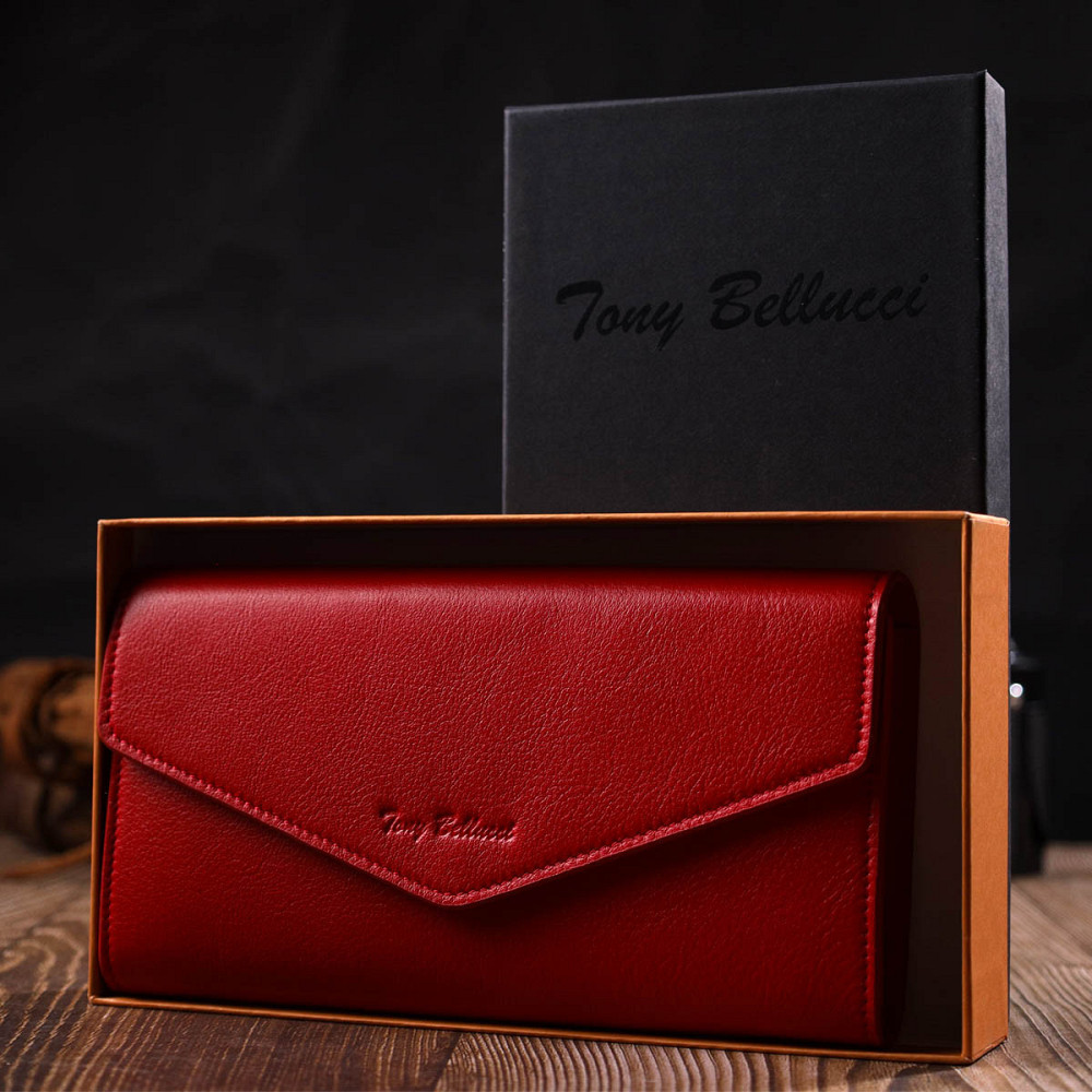 Превосходное вместительное портмоне для женщин из натуральной кожи Tony Bellucci 21977 Красный Киев - изображение 1