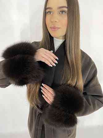 Стильне жіноче пальто з хутром Шоколадний, XS-S Харків