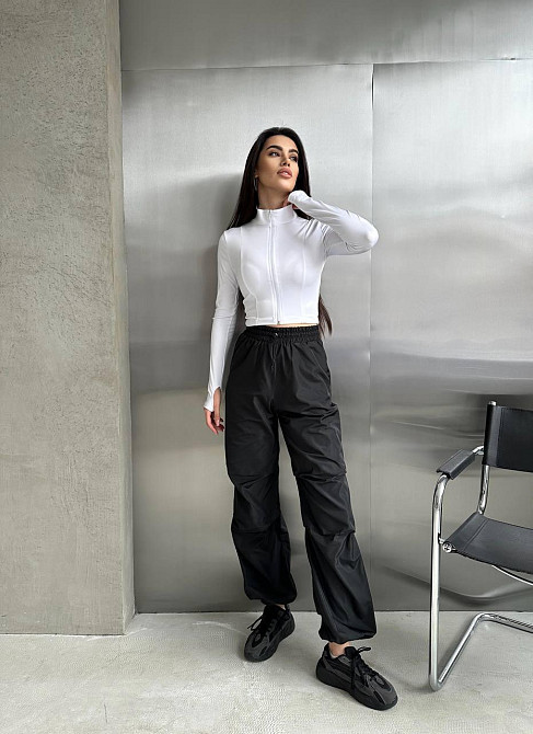 Женский прогулочный костюм двойка: кофта и штаны микродайвинг + плащевка Белый 2, 42/44 Одесса - изображение 4