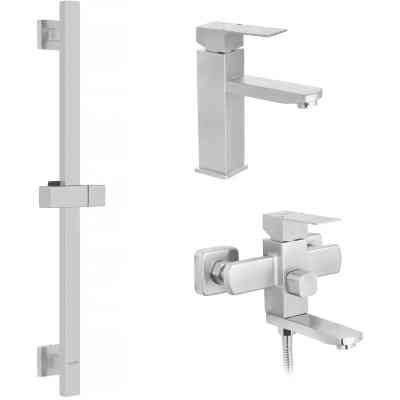 Душовий гарнітур Kroner Edelstahl Kubus-ESG010 + змішувач Edelstahl Kubus-ESG060 + штанга для душу Edelstahl Kubus-ESG23 (CVS30151) Вінниця