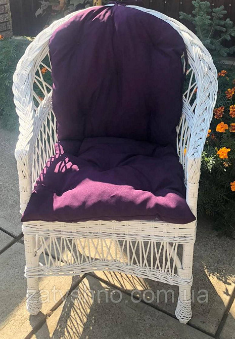 Крісло плетене для дачі з фіолетовою накидкою Київ - фото 4