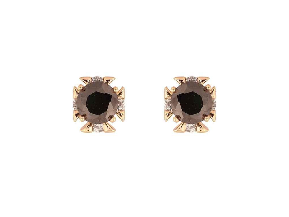 Серьги пусеты ML 18K Черные кристаллы в декоративной оправе 303551 ТМ XUPING Киев - изображение 1