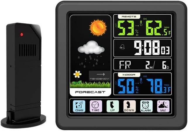Бездротова метеостанція з кольоровим екраном TS-3310-BK, внутрішня та зовнішня температура, вологість, годинник Київ - фото 2