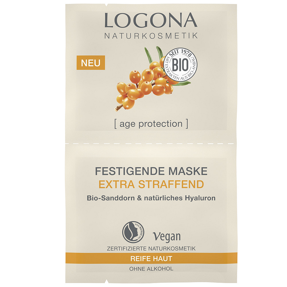 БІО-Маска для обличчя проти зморщок підтягуюча з Обліпихою та гіалуроновою кислотою Logona 2*7,5 мл Київ - фото 1