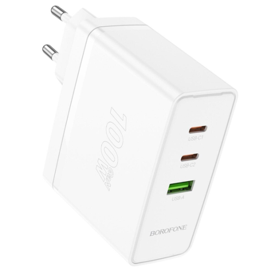 Мережевий зарядний пристрій Borofone BN11 Imperial PD 100W (2Type-C/1USB) Білий Вінниця
