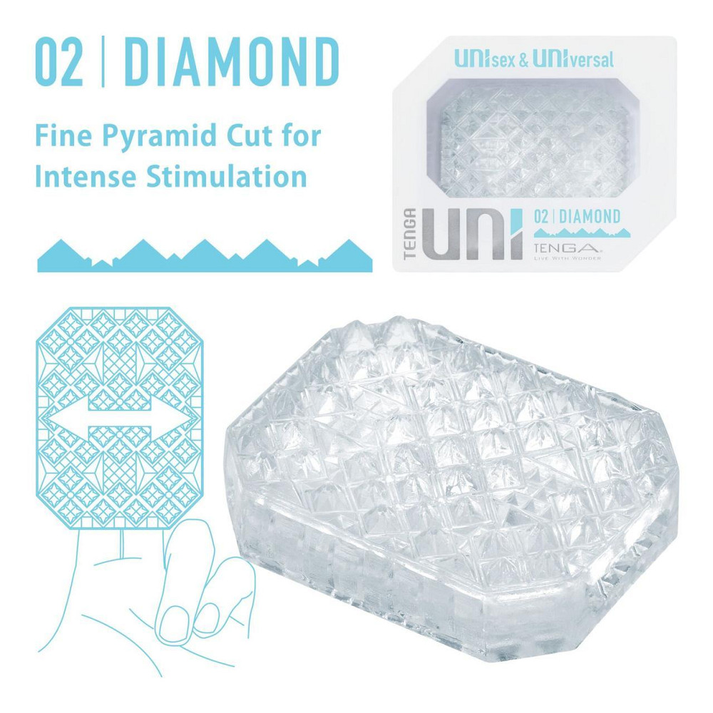 Унісекс-стимулятор Tenga UNI Diamond, білий, із зубчастим рельєфом, лубрикант у комплекті Sex Aura Київ - фото 2