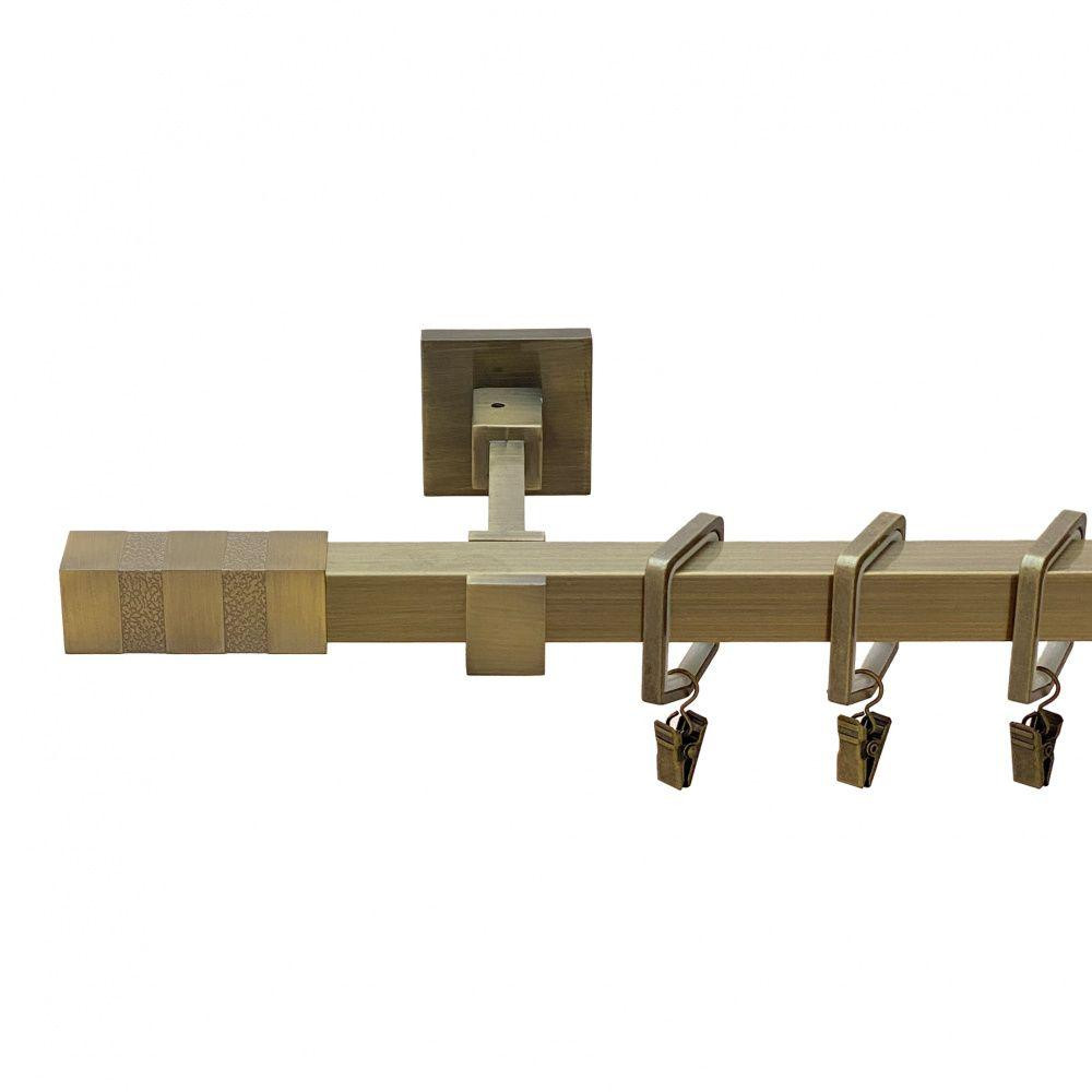 Карниз Orvit Картер ( Нептун) металевий однорядний бруклін гладка труба кільце тихохідне квадро з жабкою Антик 20 мм 240 см Львів - фото 1