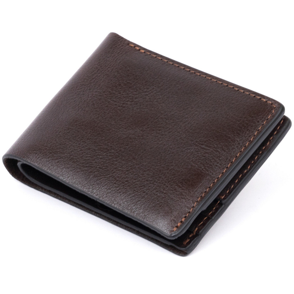 Строгое портмоне в гладкой коже на магнитах Коричневое (GRANDE PELLE) Киев - изображение 6