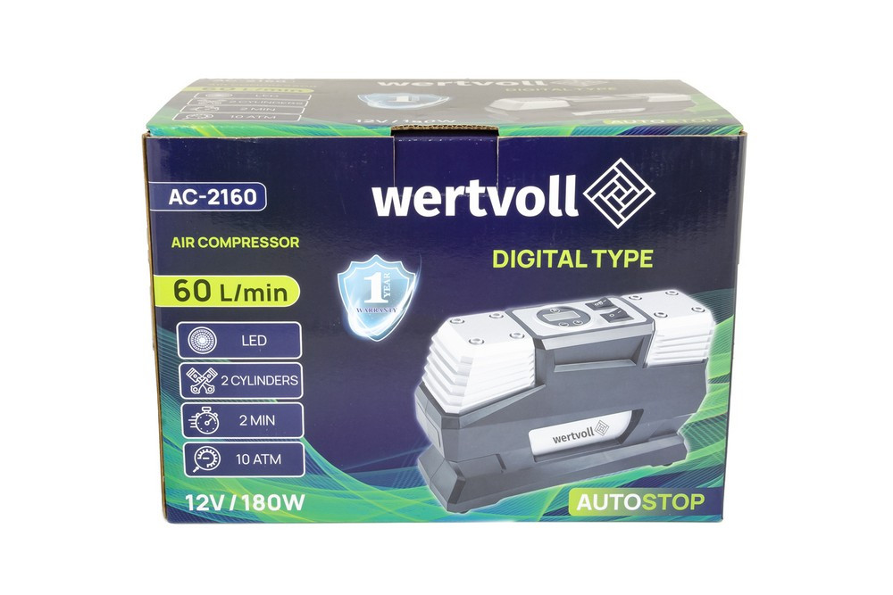 Компресор автомобільний двопоршневий WERTVOLL 12 V 150 PSI 15 A 180 Вт 60 л/хв сумка AC-2160 Коломыя - изображение 8