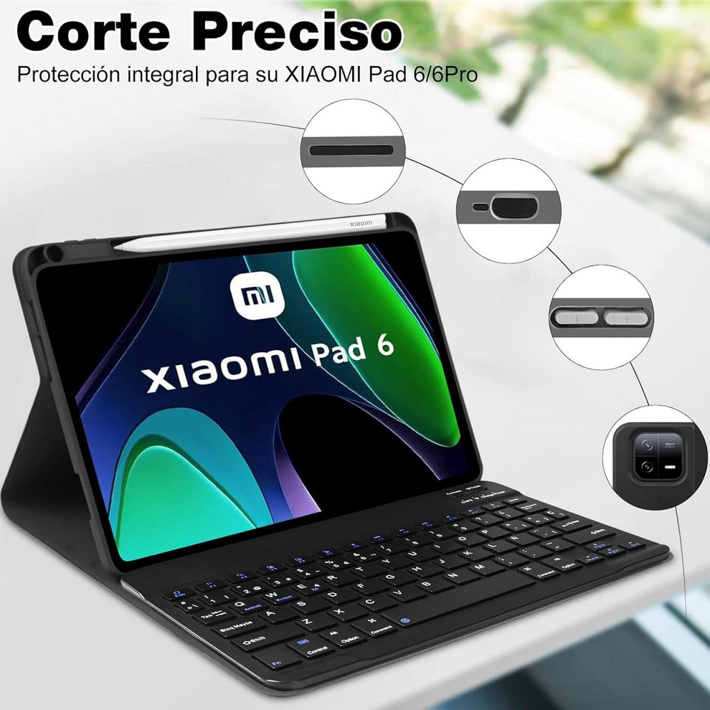 Чохол-клавіатура для Xiaomi Pad 6, 6 Pro 11” 2023, магнітна знімна Bluetooth з тачпадом, тримачем для стилуса, чорний для планшета Київ - фото 6