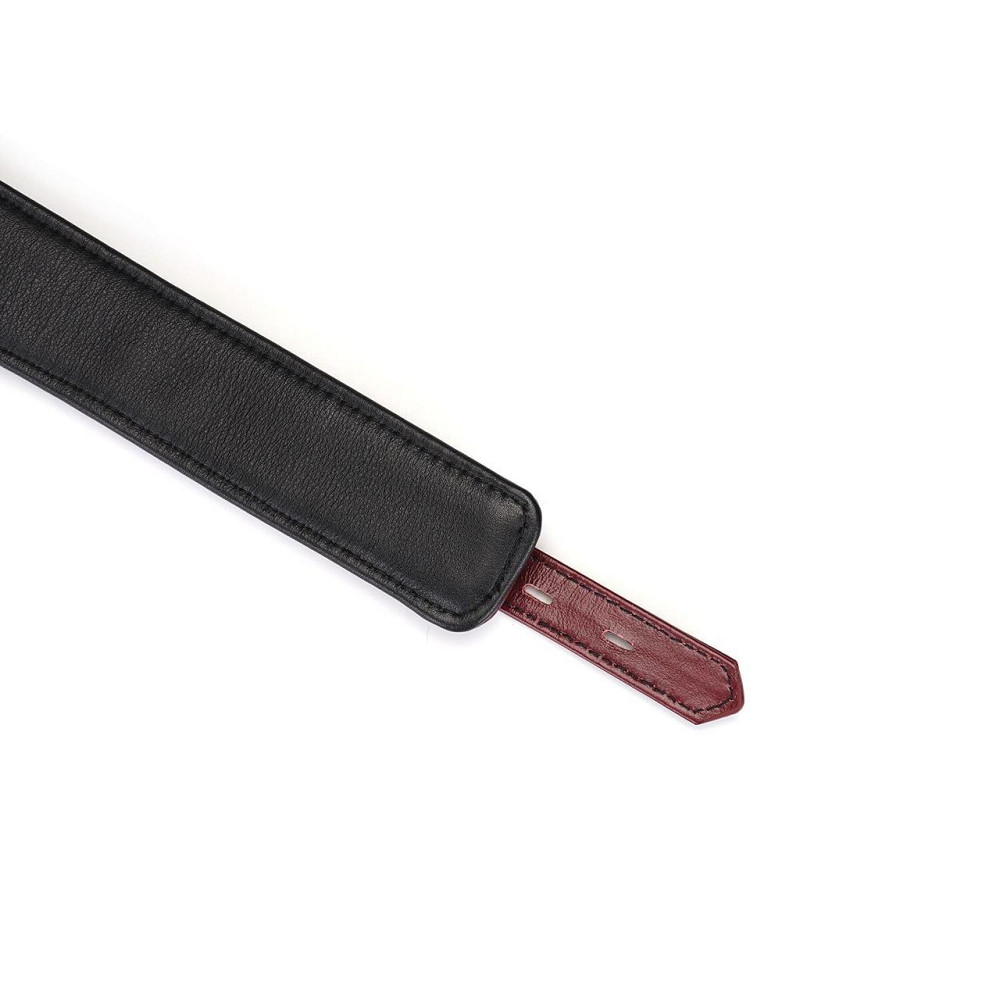 Шкіряний нашийник з повідцем Liebe Seele Wine Red Curved Collar, замок-сердечко Sex Aura Київ - фото 6