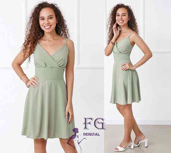 Коктейльне літнє плаття з чашечками "Divine" оптом | Розпродаж моделі Фісташковий, 44 Київ