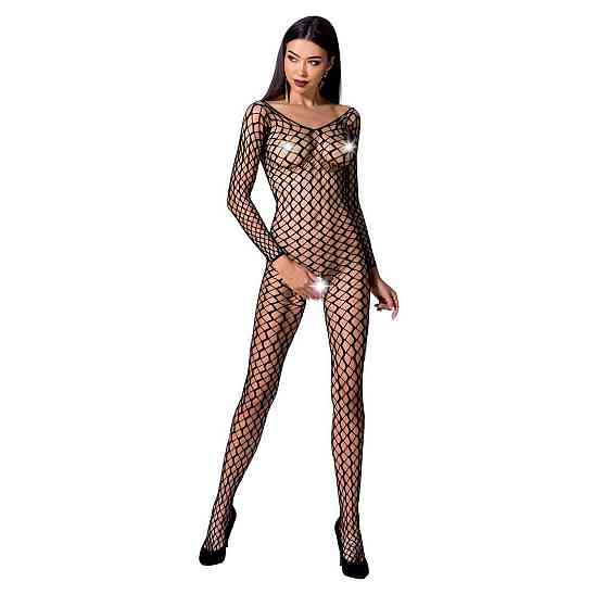 Бодістокінг Passion BS068 black, комбінезон, велика сітка, довгий рукав Sex Aura Київ