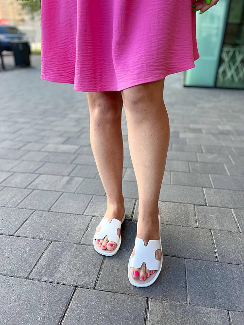 Mermaid Зручні шкіряні шльопанці на низькій підошві, білі класичні жіночі Mermaid 902/8 р. 36-4 Коломыя - изображение 3