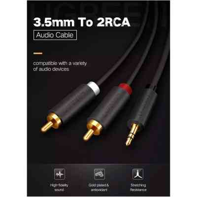 Кабель мультимедійний 3.5mm M to 2xRCA M 2.0m AV102 black Ugreen (10510) Вінниця