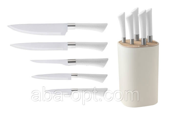Набір ножів з підставкою 6 предметів Вайт (шт) Одеса - фото 1