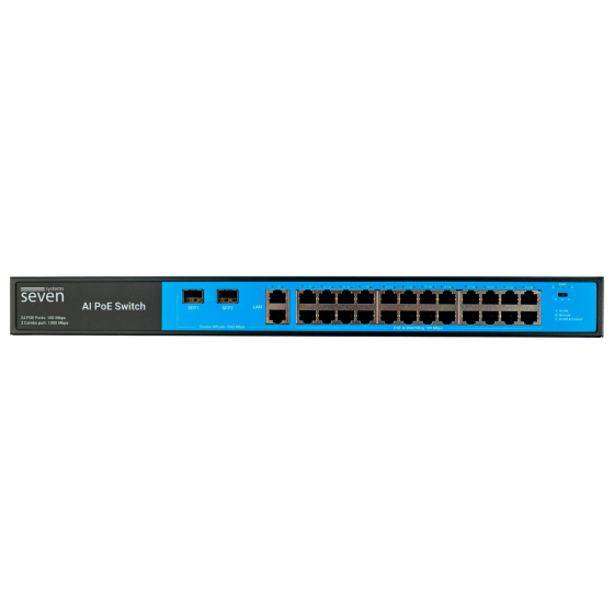 PoE комутатор 24 порти SEVEN P-73224G-2SFP (POE: 24, UP: 2 Combo G / SFP) Київ