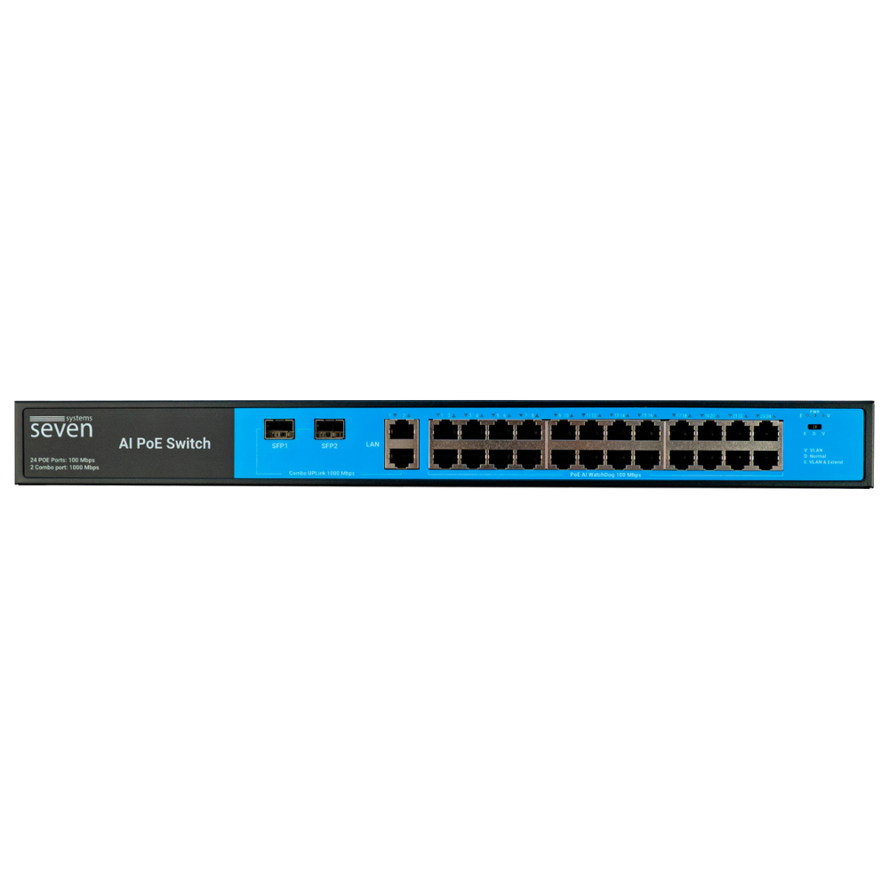 PoE комутатор 24 порти SEVEN P-73224G-2SFP (POE: 24, UP: 2 Combo G / SFP) Київ - фото 3