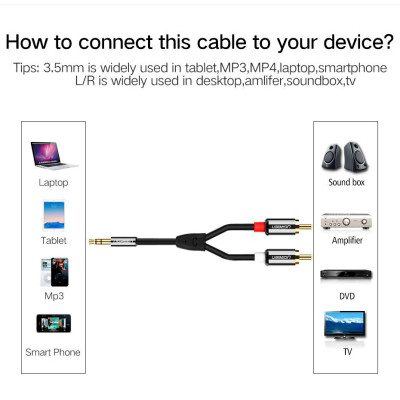 Кабель мультимедійний 3.5mm M to 2xRCA M 5.0m AV116 black Ugreen (10591) Вінниця - фото 12