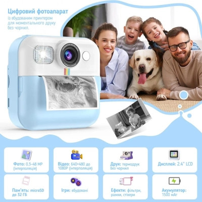 Дитячий фотоапарат ColorWay з функцією миттєвого друку (Blue) (CW-PHP01B) Вінниця - фото 6