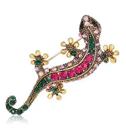 Брошь ящерица со стразами винтажная золотая брошь животное декоративное украшение Киев