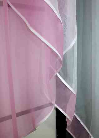 Кухонная занавеска VR-Textil № 029к розовый с белым 280х170 см (59-941) Киев