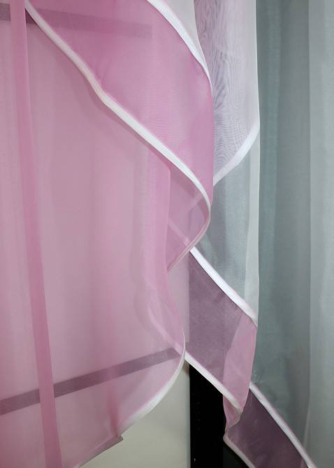 Кухонная занавеска VR-Textil № 029к розовый с белым 280х170 см (59-941) Киев - изображение 4