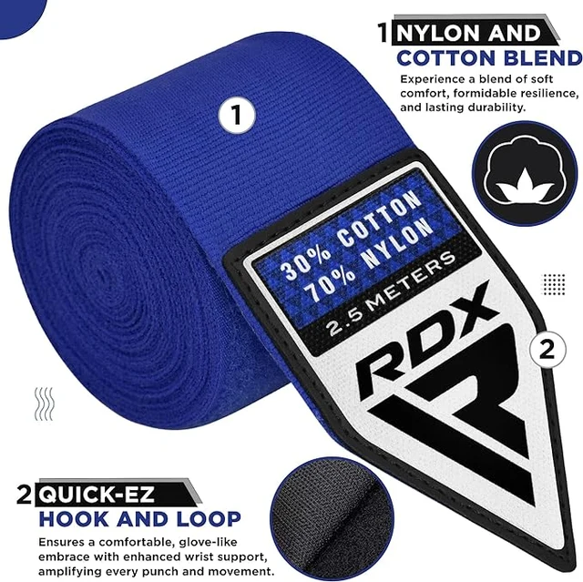 Бинти для боксу RDX Hand Wraps Blue (2.5м.) Каменское - изображение 4