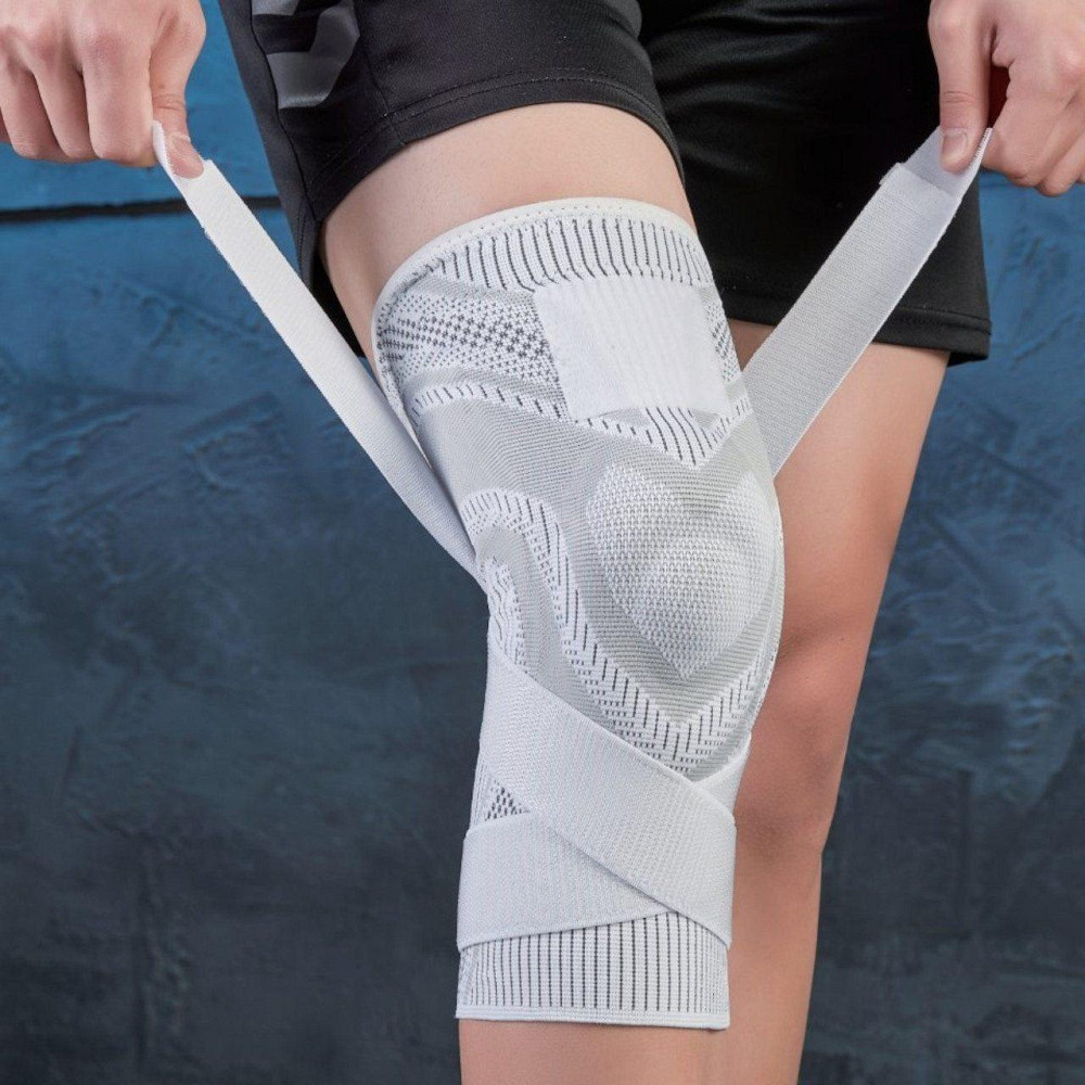 Бандаж коліна синій з бинтом розмір SM, L-XL ST-7159 Вишневе - фото 1