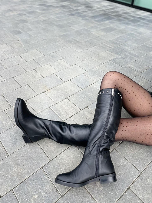 Nivelle Чоботи жіночі демісезонні весна-осінь на низькому ходу чорні з натуральної шкіри 5464/2 Коломыя - изображение 7