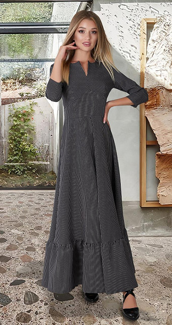 Плаття з оборкою в смужку (42) Київ - фото 2