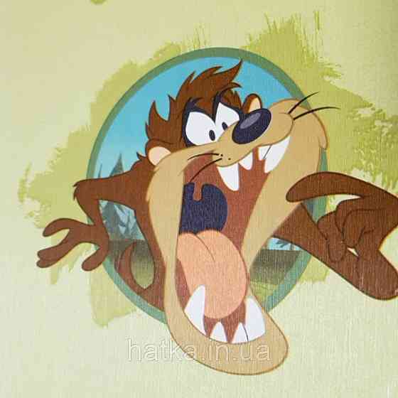 Обои виниловые на флизелине AdaWall Ada Kids метровые детские герои Луни тюнз комиксы на салатовом фоне Киев