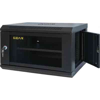 Шафа настінна GEAR 6U 19" 600x450x350 мм, + полка 19", black (GWMSN-6U-600-450) Вінниця