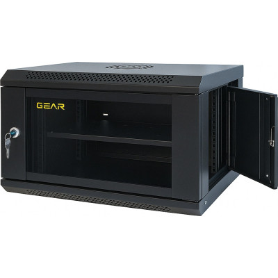 Шафа настінна GEAR 6U 19" 600x450x350 мм, + полка 19", black (GWMSN-6U-600-450) Вінниця - фото 2