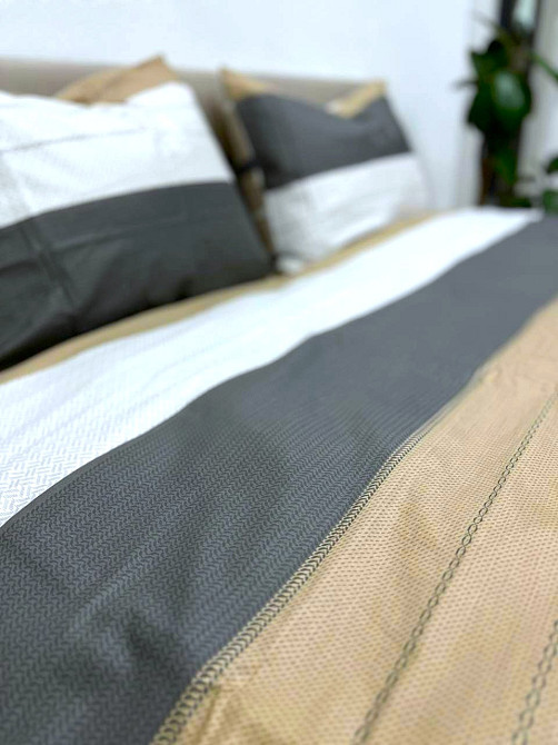 Ecotton Комплект постільної білизни Ecotton полуторний 150х215 см в полоску сірий (20004АВ) Коломия - фото 3