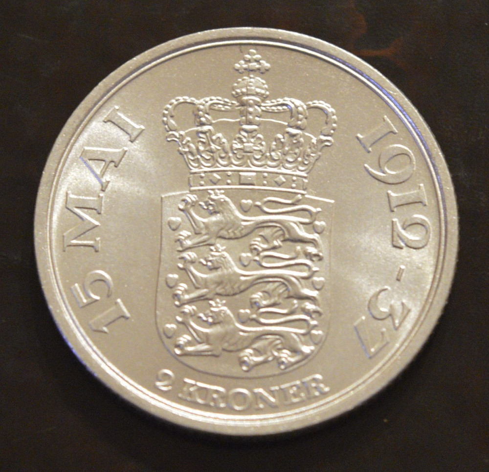 Дания 2 кроны 1937 г (Серебро) 1 Полтава - изображение 1