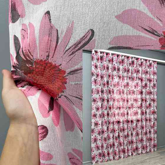 Тюль VR-Textil 1170т Flora Батист Білий з рожевим 400х270 см (42-1400) Київ