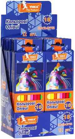 Олівці кольорові "Умка" 18кол. ЦК47-21 "Фауна" трикутн, шт Київ