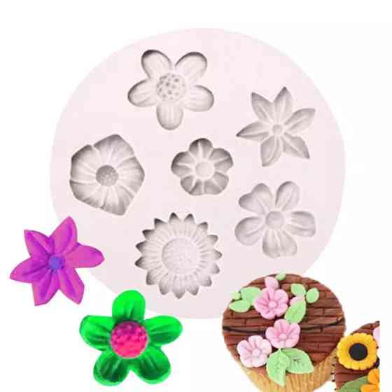 Молд силиконовый Цветы 8 см серый Киев