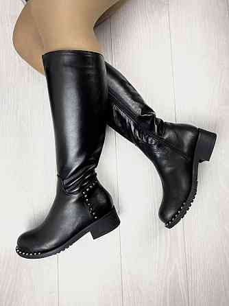 Чоботи жіночі D and V чорні натуральна шкіра зимові высота 39см размер 37 (2596) Коломыя