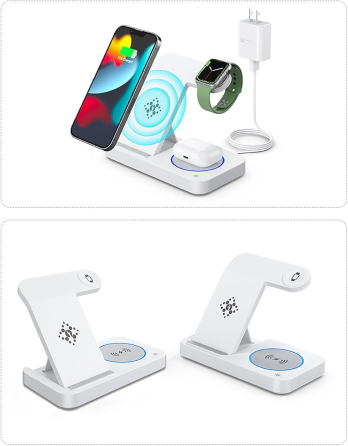 Уцінка Бездротова зарядна станція 4-в-1 MagSafe Wireless Fast Charge 15 Вт для смартфона, Apple Watch, навушників та телефону, USB Київ