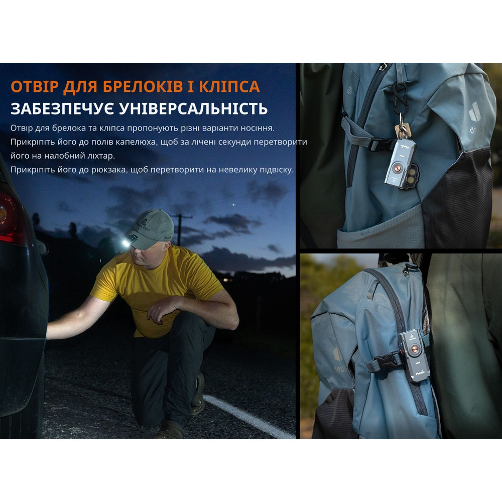 Ліхтар наключний Fenix E06R сірий Київ - фото 16