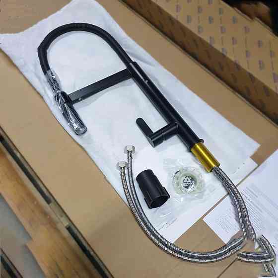 Змішувач для кухні з гнучким виливом IMPRESE PIVOT SS чорний/матовий f034 Київ