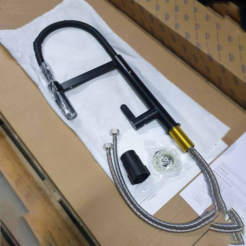 Змішувач для кухні з гнучким виливом IMPRESE PIVOT SS чорний/матовий f034 Київ - фото 5