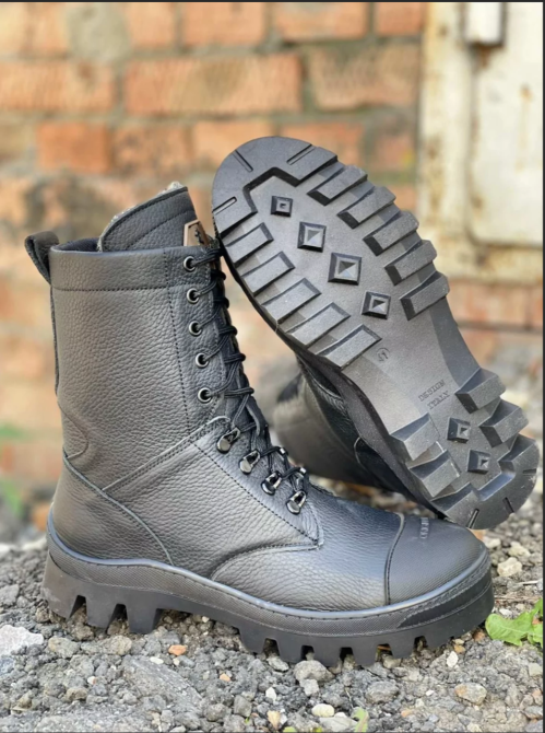 Мужские военные кожаные берцы КИБОРГ демисезонные черные, тактические качественные водостойкие кожаные берцы Львов - изображение 7