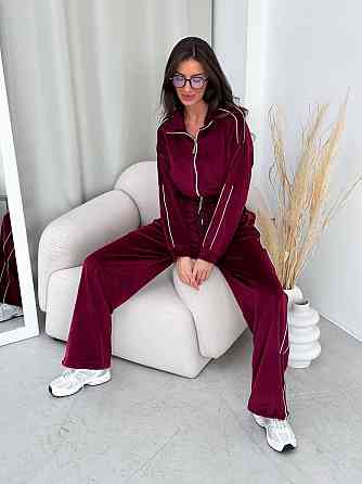 Женский повседневный велюровый костюм двойка: кофта и брюки Одесса